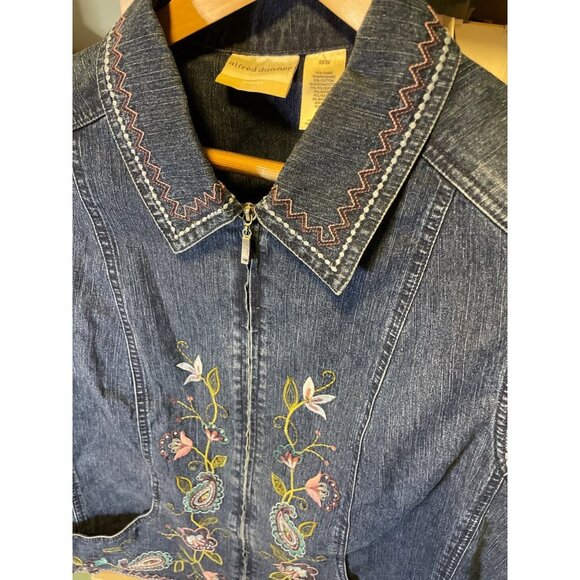 Alfred Dunner Embroidered Denim Full Zip Sleeveless Vest Sz 16W - Picture 4 of 9